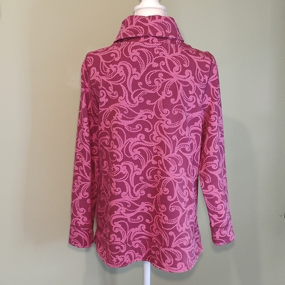 Talbots Cowl Neck Long Sleeve Cotton Pullover Pockets Pink Women's Medium - Picture 2 of 6